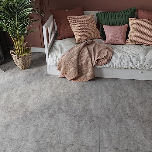 VaryStyle 12"x12" Grey Slate Peel and Stick Tiles