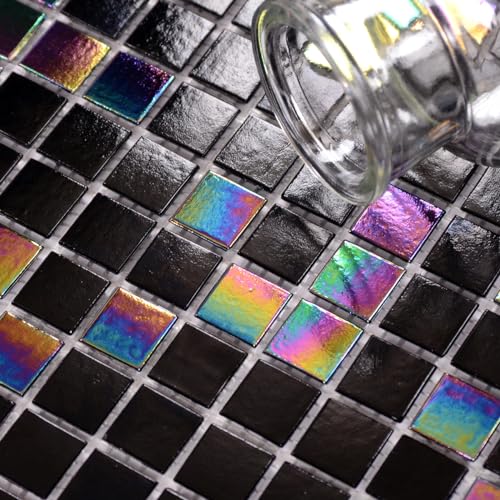 Iridescent Black Mosaic Tiles for Showers & Backsplashes