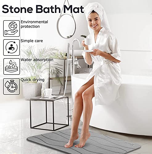 Large Non-Slip Diatomite Shower Floor Mat, Gray