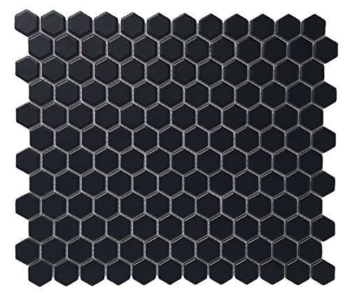 Black Matte Hexagon 1-Inch Porcelain Mosaic Tile