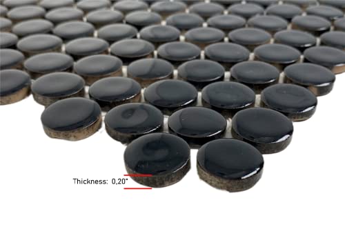 Black Penny Round Porcelain Mosaic Shower Tile