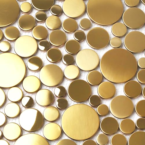 Blujellyfish Gold Penny Round Shower Floor Tiles