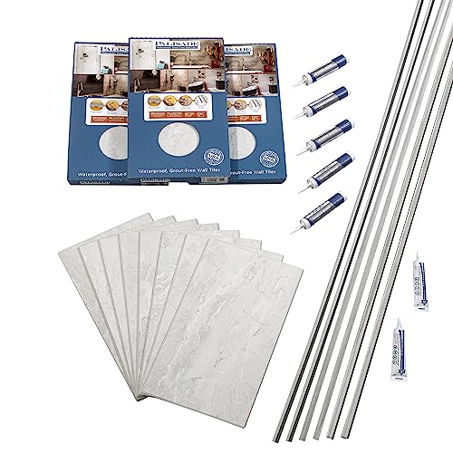 Palisade Interlocking Vinyl Shower Tile Kit - Polar Frost