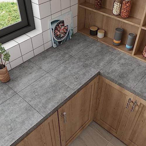 VaryStyle 12"x12" Grey Slate Peel and Stick Tiles