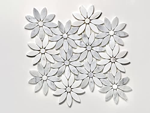 Daisy Flower 10"x12" Polished Marble Mosaic Tile