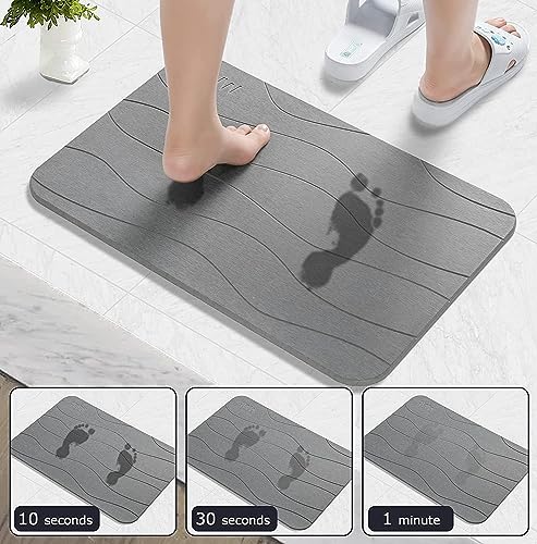 Large Non-Slip Diatomite Shower Floor Mat, Gray