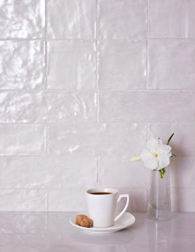 White Ceramic Shower Floor Tile 2.5" x 8