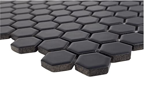 Black Matte Hexagon 1-Inch Porcelain Mosaic Tile
