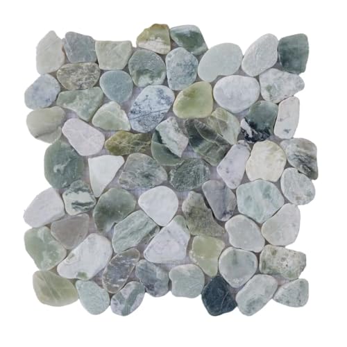 Ocean Green Pebble Mosaic Shower Tile 12"x12