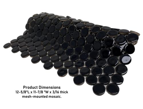 Black Penny Round Porcelain Mosaic Shower Tile