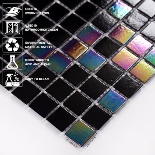 Iridescent Black Mosaic Tiles for Showers & Backsplashes