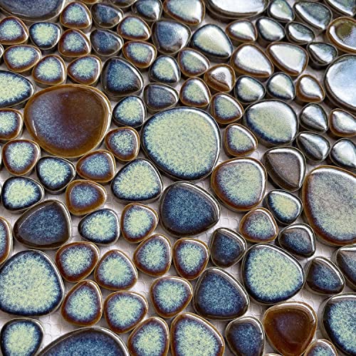 Aqua Teal Interlocking Pebble Mosaic Tile