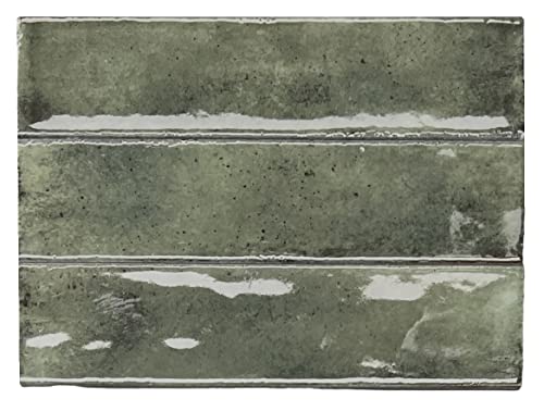 Handmade Glossy 2.5x10 Dark Green Subway Tile