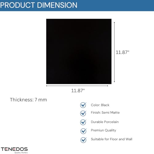 Black Semi Matte 12x12 Porcelain Shower Tile