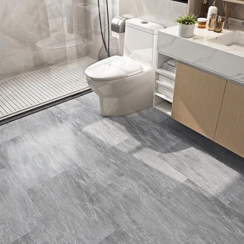 Grey Marble Peel and Stick Shower Floor Tiles