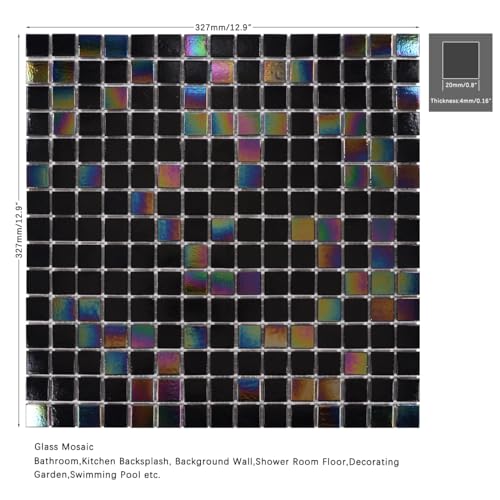 Iridescent Black Mosaic Tiles for Showers & Backsplashes