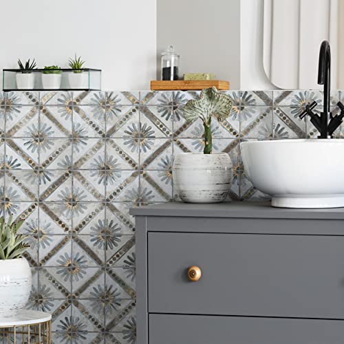 Harmonia Kings Marrakech Blue Ceramic Tile 13"x13