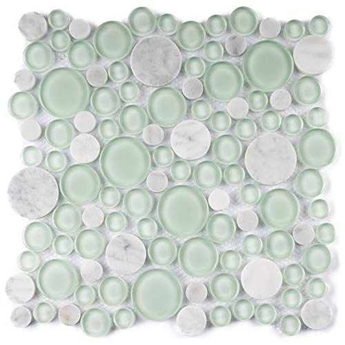 Snow Dove Glass Mosaic Tile, 10.5x10.5