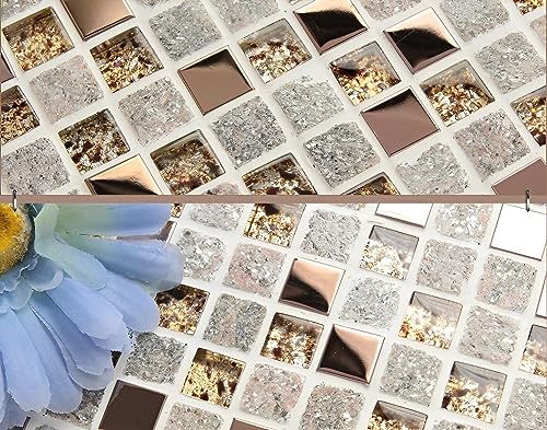 Gray Stone and Rose Gold Shower Floor Tile
