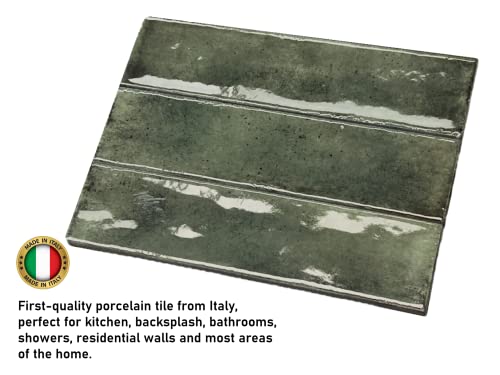 Handmade Glossy 2.5x10 Dark Green Subway Tile
