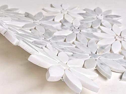 Daisy Flower 10"x12" Polished Marble Mosaic Tile