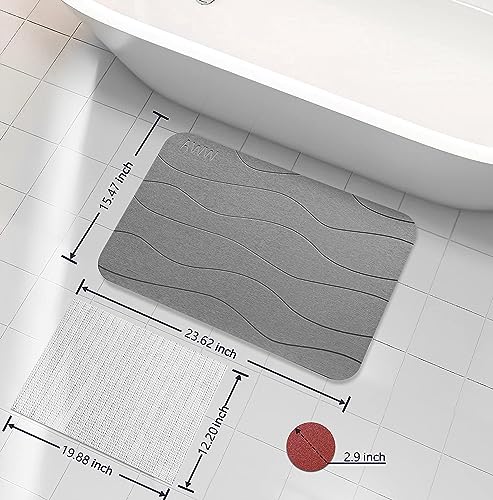 Large Non-Slip Diatomite Shower Floor Mat, Gray