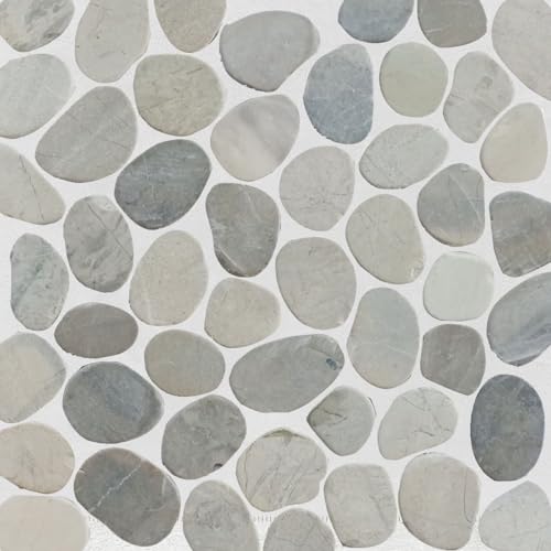 Pale Sliced Pebble Mosaic Shower Floor Tile