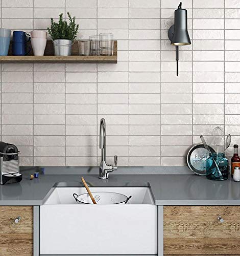 White Ceramic Shower Floor Tile 2.5" x 8