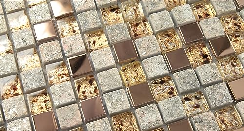 Gray Stone and Rose Gold Shower Floor Tile