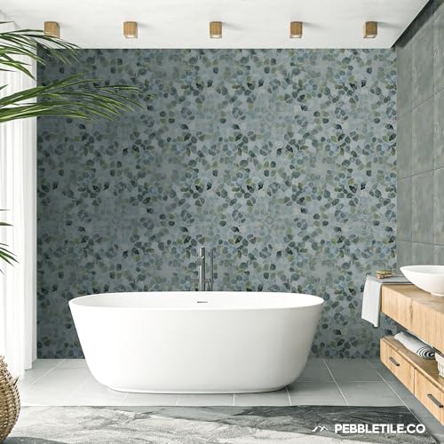 Ocean Green Pebble Mosaic Shower Tile 12"x12