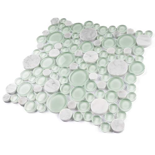 Snow Dove Glass Mosaic Tile, 10.5x10.5