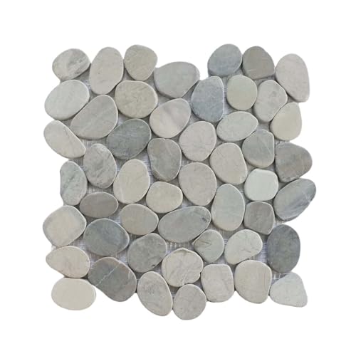 Pale Sliced Pebble Mosaic Shower Floor Tile