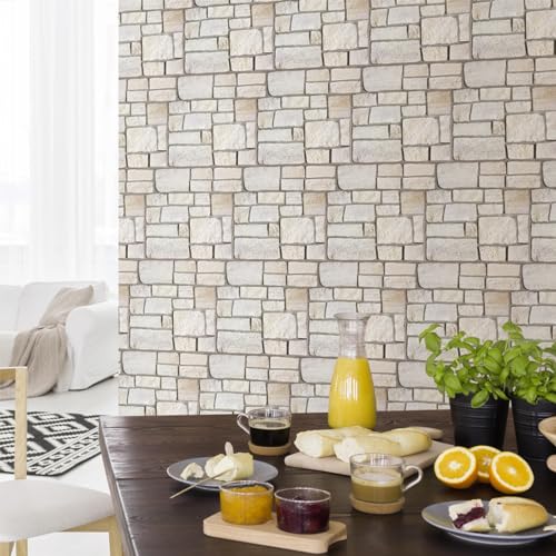 10 Pcs 3D Faux Limestone Peel and Stick Tiles