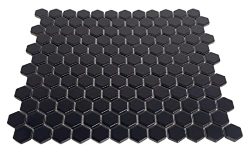 Black Matte Hexagon 1-Inch Porcelain Mosaic Tile
