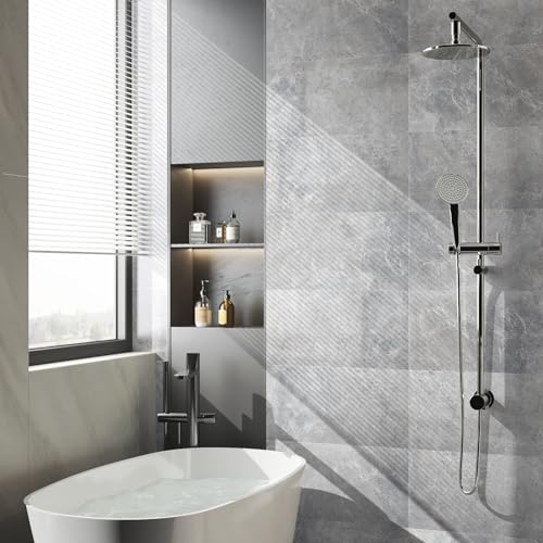Grey Marble Peel and Stick Shower Floor Tiles