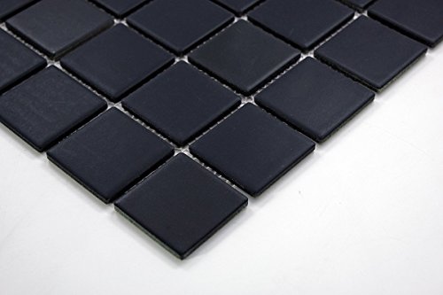 2x2 Black Matte Porcelain Mosaic Shower Tile