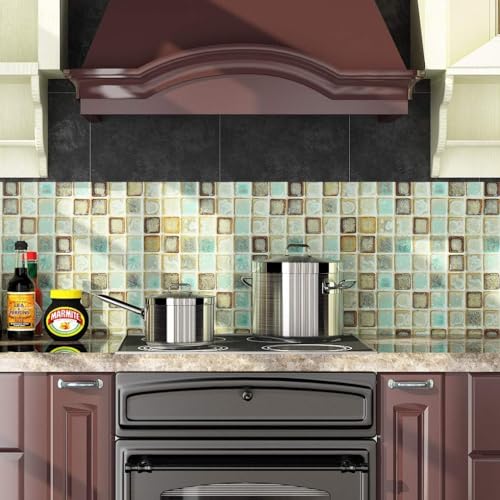 Teal Green Mosaic Peel and Stick Shower Tiles