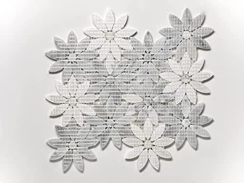 Daisy Flower 10"x12" Polished Marble Mosaic Tile