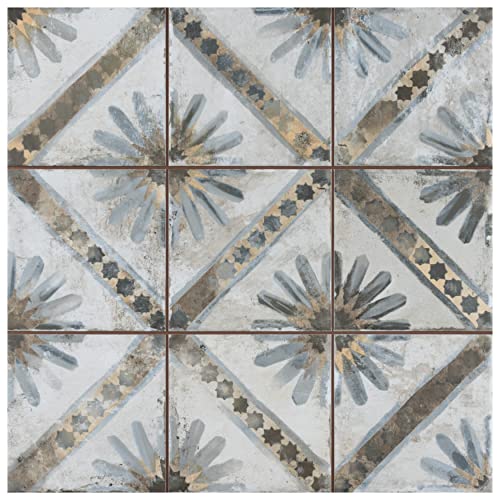 Harmonia Kings Marrakech Blue Ceramic Tile 13"x13