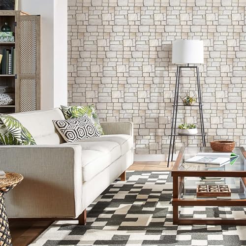 10 Pcs 3D Faux Limestone Peel and Stick Tiles