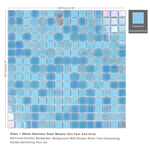 Light Blue Iridescent Mosaic Tile for Showers