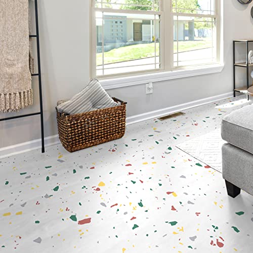 Peel and Stick Terrazzo Shower Floor Tiles - 12 Pack