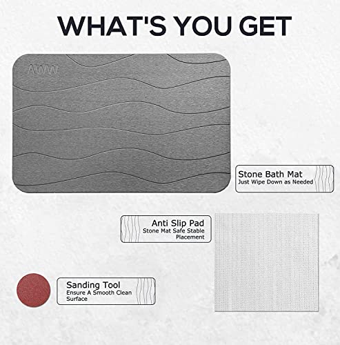 Large Non-Slip Diatomite Shower Floor Mat, Gray