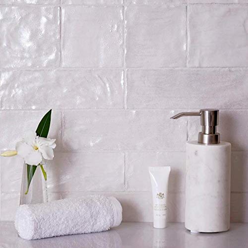 White Ceramic Shower Floor Tile 2.5" x 8