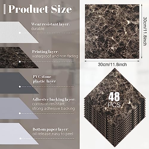 Peel and Stick Waterproof Vinyl Tile 12x12