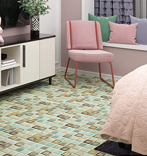 Teal Green Mosaic Peel and Stick Shower Tiles