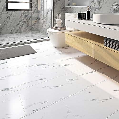 Carrara Marble Peel and Stick Shower Floor Tiles