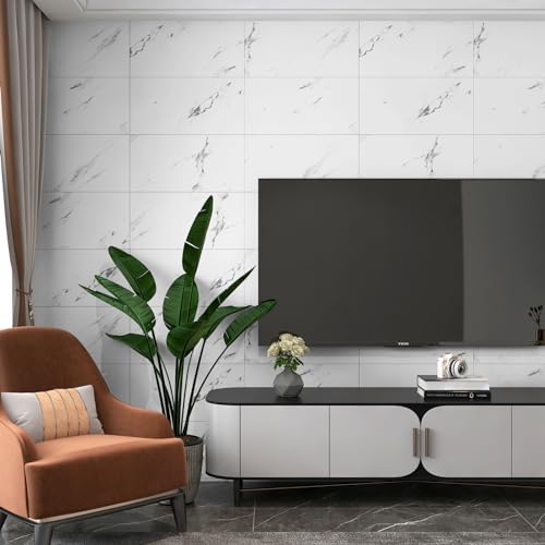 White Marble Peel and Stick Vinyl Shower Tile