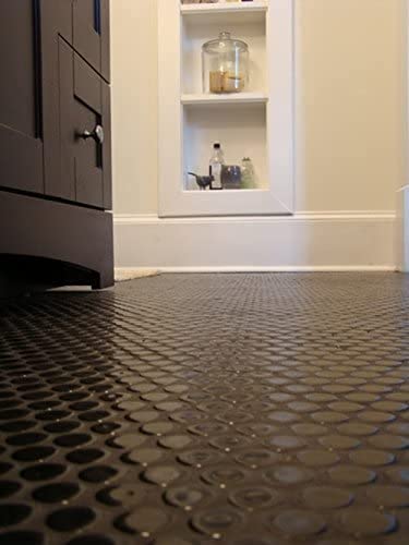Black Penny Round Porcelain Mosaic Shower Tile