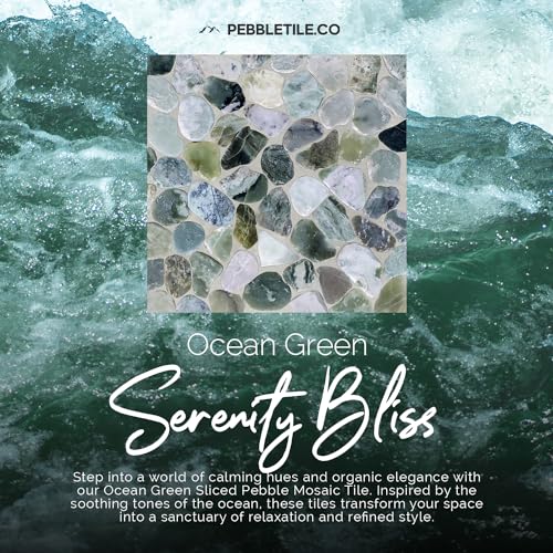 Ocean Green Pebble Mosaic Shower Tile 12"x12